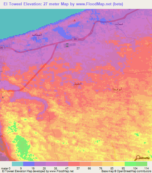 El Toweel,Egypt Elevation Map