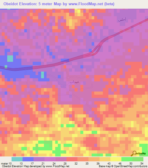 Obeidot,Egypt Elevation Map