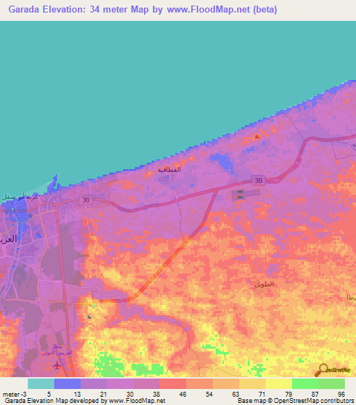 Garada,Egypt Elevation Map