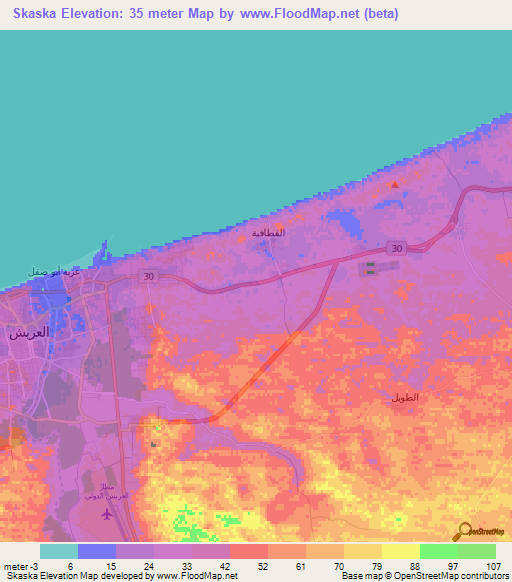 Skaska,Egypt Elevation Map