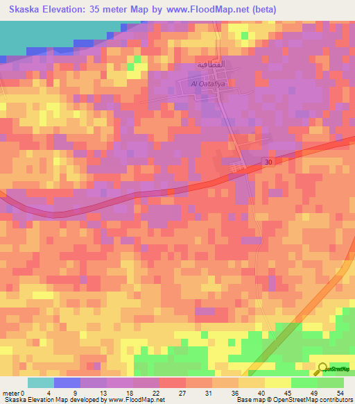 Skaska,Egypt Elevation Map