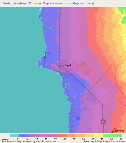 Sudr,Egypt Elevation Map