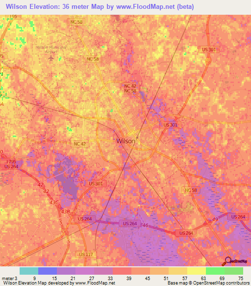Wilson,US Elevation Map