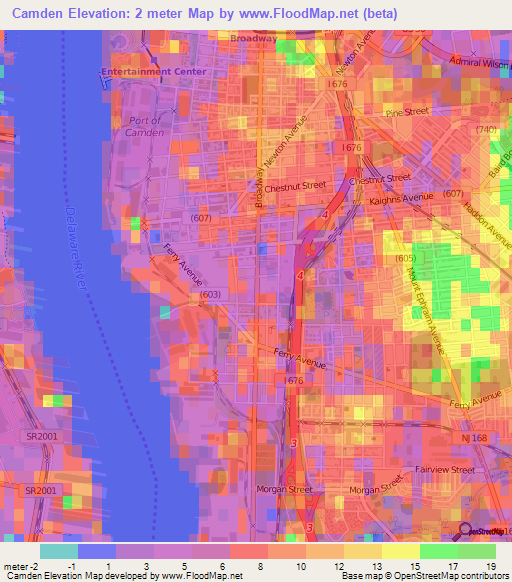 Camden,US Elevation Map