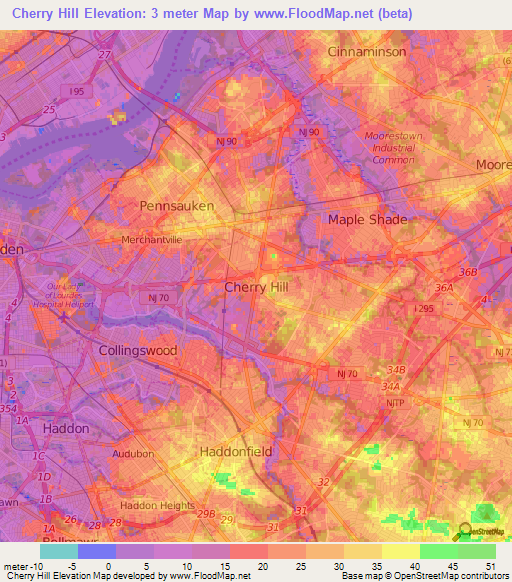 Cherry Hill,US Elevation Map