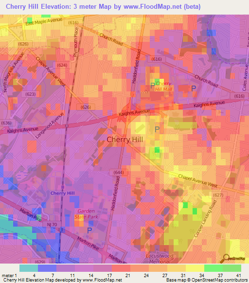 Cherry Hill,US Elevation Map