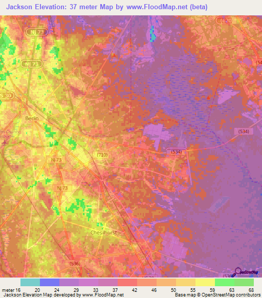 Jackson,US Elevation Map