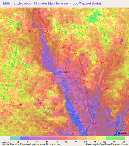 Millville,US Elevation Map