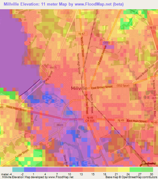 Millville,US Elevation Map