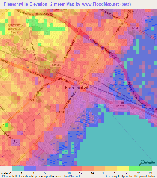 Pleasantville,US Elevation Map