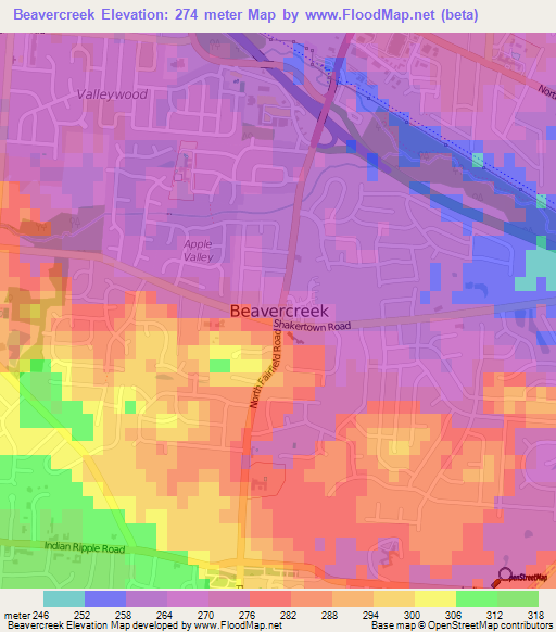 Beavercreek,US Elevation Map