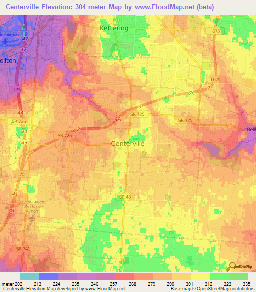 Centerville,US Elevation Map