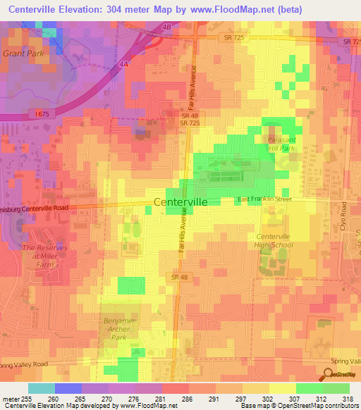 Centerville,US Elevation Map