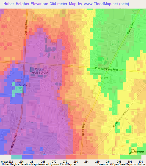 Huber Heights,US Elevation Map