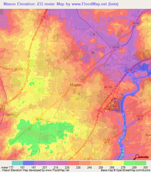 Mason,US Elevation Map