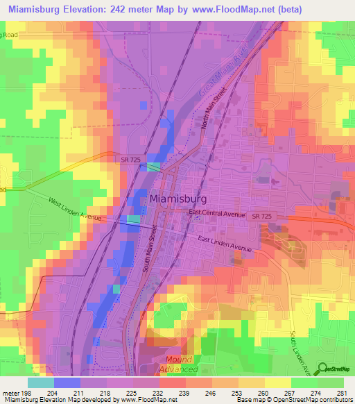 Miamisburg,US Elevation Map