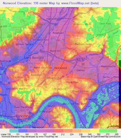 Norwood,US Elevation Map