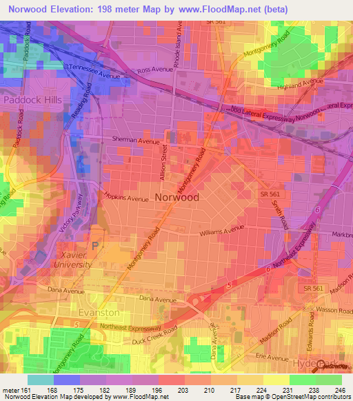 Norwood,US Elevation Map