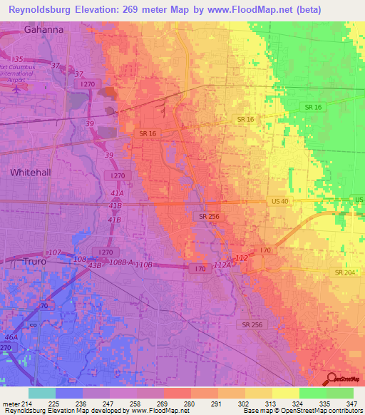 Reynoldsburg,US Elevation Map