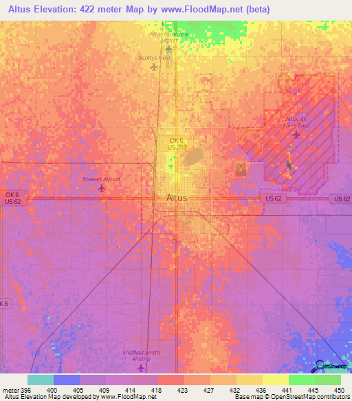 Altus,US Elevation Map