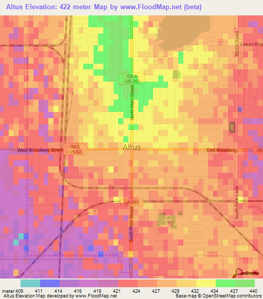 Altus,US Elevation Map