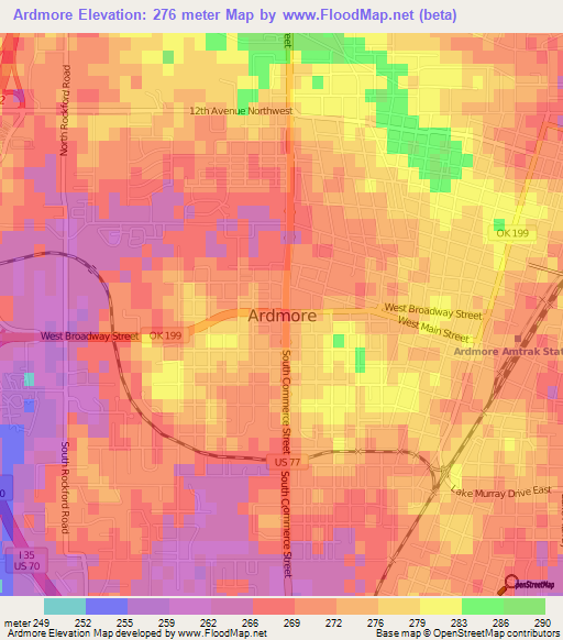 Ardmore,US Elevation Map