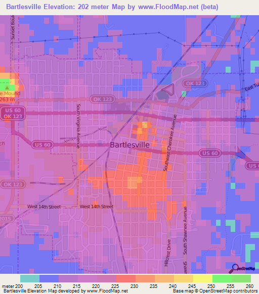 Bartlesville,US Elevation Map