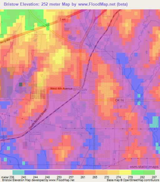 Bristow,US Elevation Map