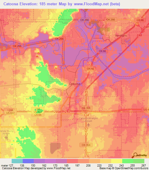 Catoosa,US Elevation Map