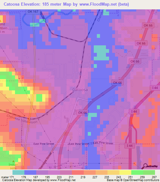 Catoosa,US Elevation Map