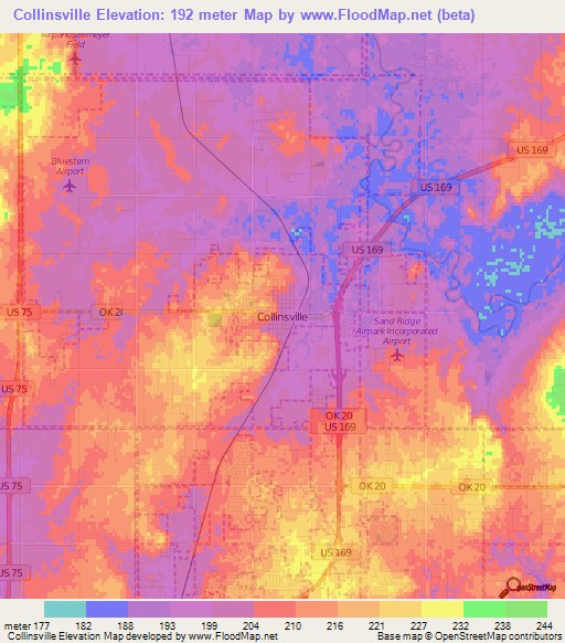 Collinsville,US Elevation Map