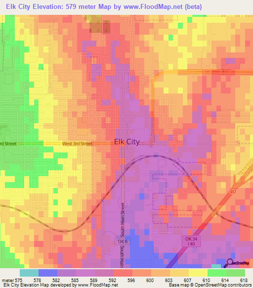 Elk City,US Elevation Map