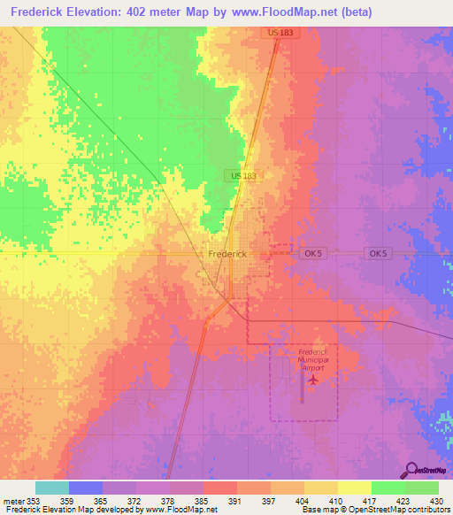 Frederick,US Elevation Map