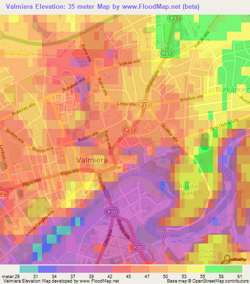 Valmiera,Latvia Elevation Map