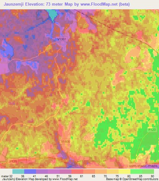 Jaunzemji,Latvia Elevation Map