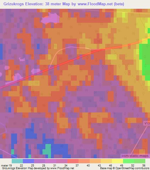 Grizukrogs,Latvia Elevation Map