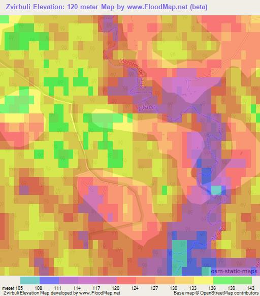 Zvirbuli,Latvia Elevation Map