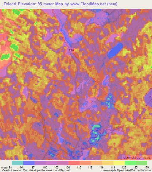 Zviedri,Latvia Elevation Map