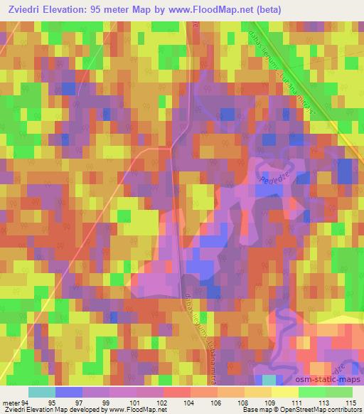 Zviedri,Latvia Elevation Map