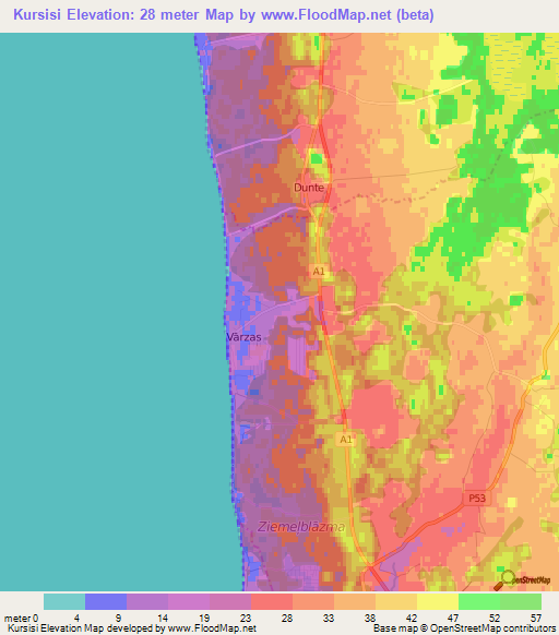 Kursisi,Latvia Elevation Map