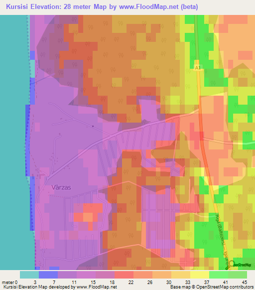 Kursisi,Latvia Elevation Map