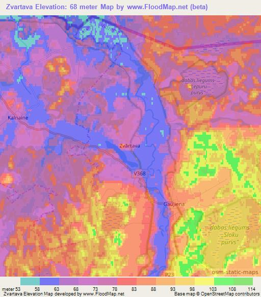 Zvartava,Latvia Elevation Map