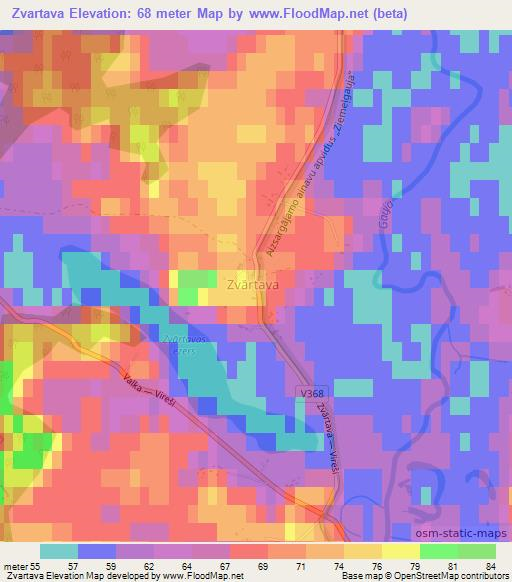 Zvartava,Latvia Elevation Map