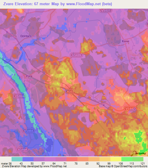 Zvare,Latvia Elevation Map