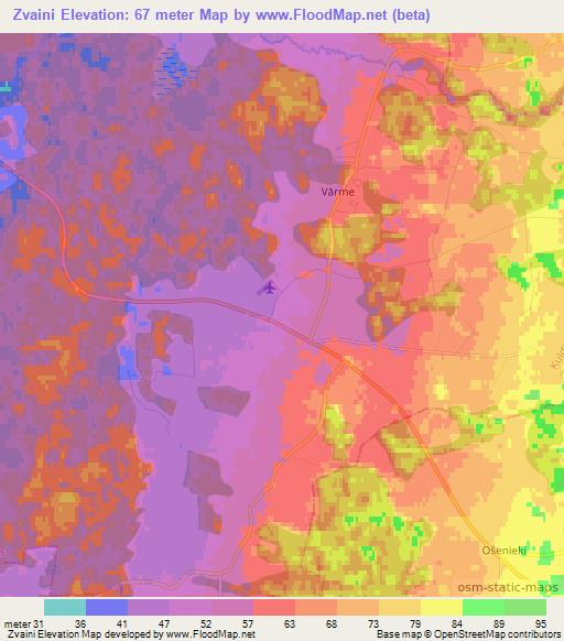 Zvaini,Latvia Elevation Map