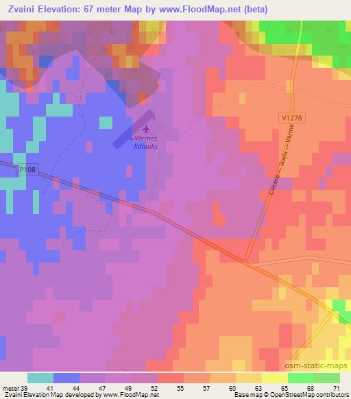 Zvaini,Latvia Elevation Map