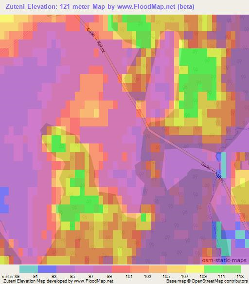 Zuteni,Latvia Elevation Map