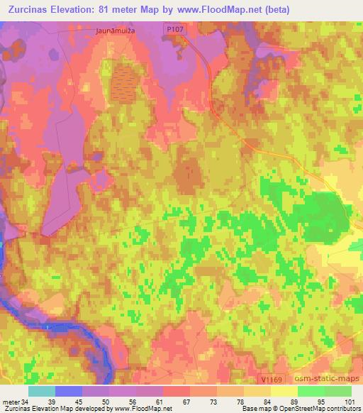 Zurcinas,Latvia Elevation Map