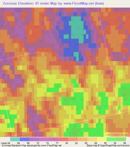 Zurcinas,Latvia Elevation Map