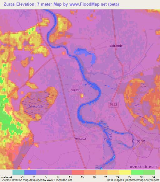 Zuras,Latvia Elevation Map